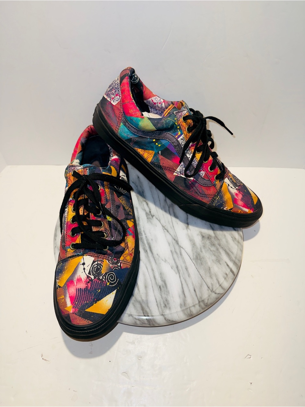 Rare Vans Old Skool Low Abstract Multicolor Skate Shoes Men's Size 13 721454